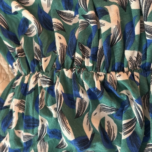 BODIN dress Faux wrap draped  bodice.Rouching in the back.  Full skirt. Lined - Picture 8 of 10